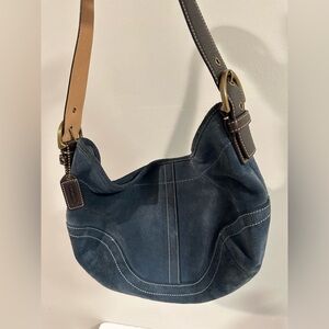 Coach Blue Suede Shoulder Bag